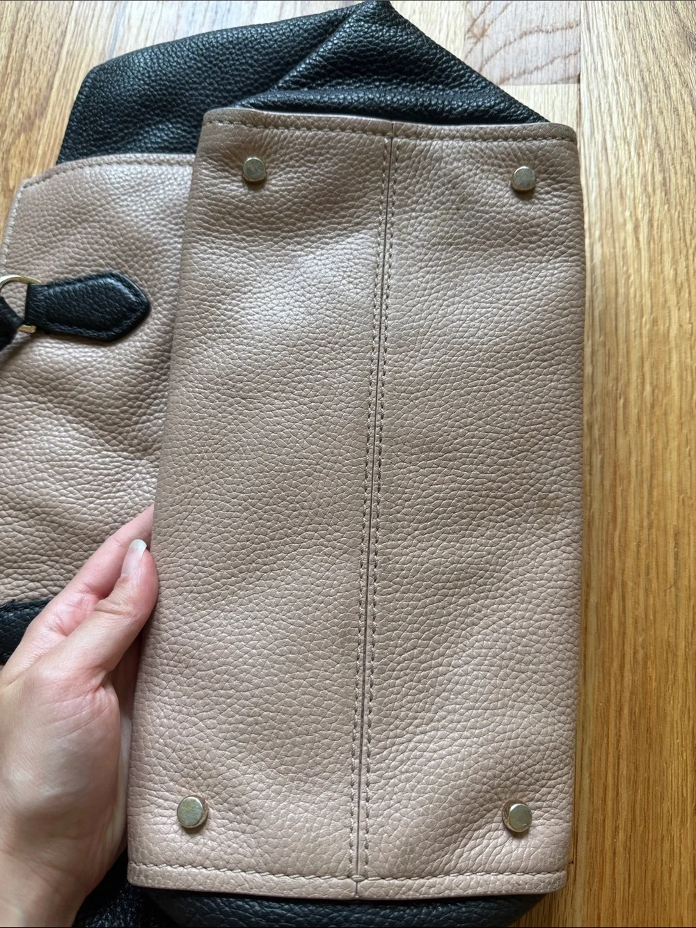 kate spade Two-Tone Pebbled Leather Tote in Black & Blush purse